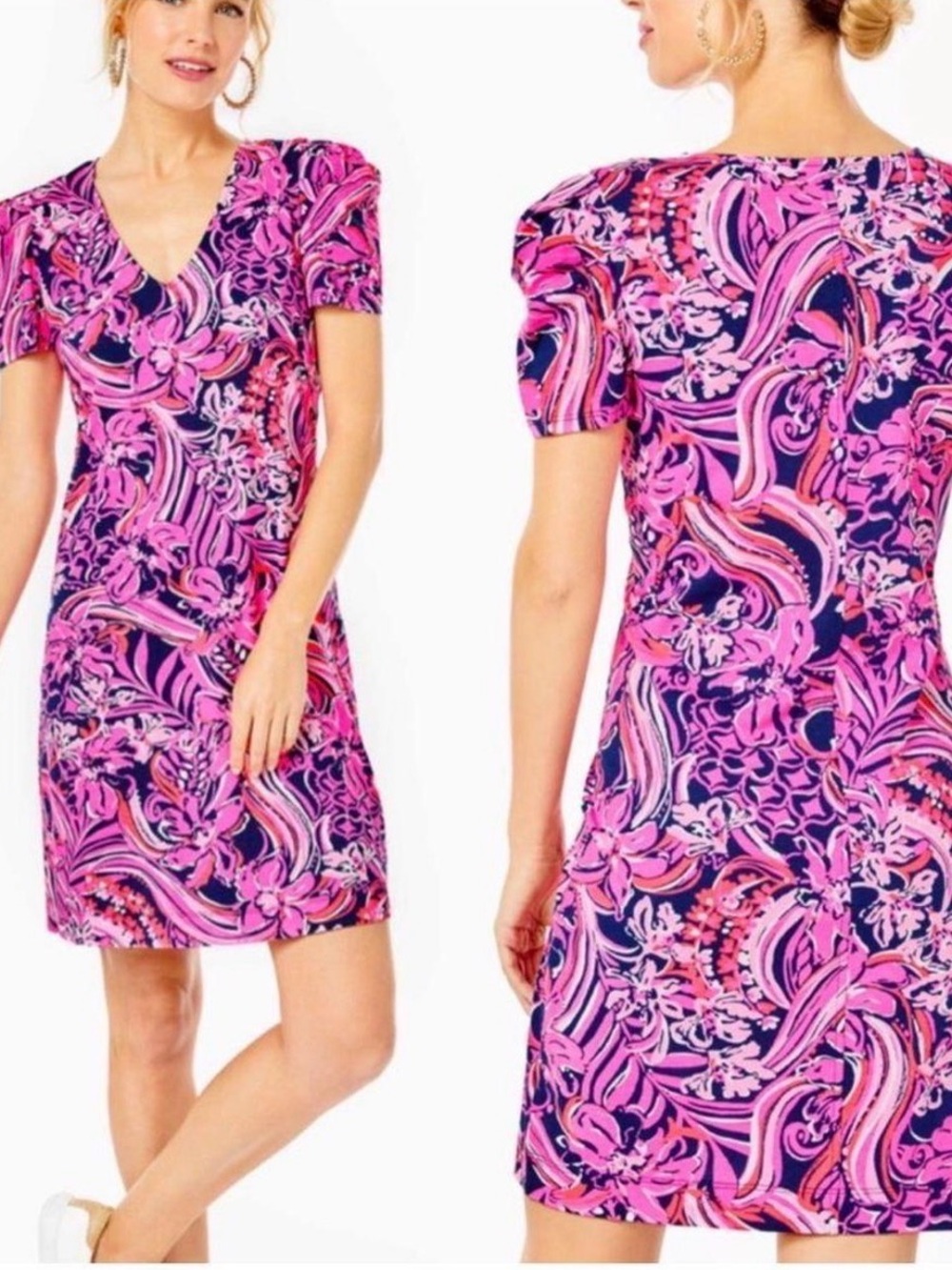 Lilly Pulitzer Aleece Dress in Low Tide Navy Flirty Fins and Feathers